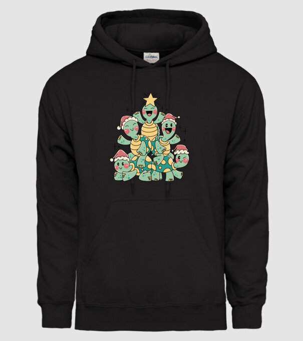 Turtle christmas tree model negru pe tricou