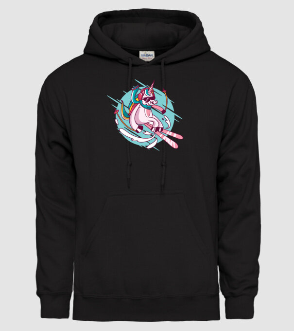 Unicorn ski model negru pe tricou