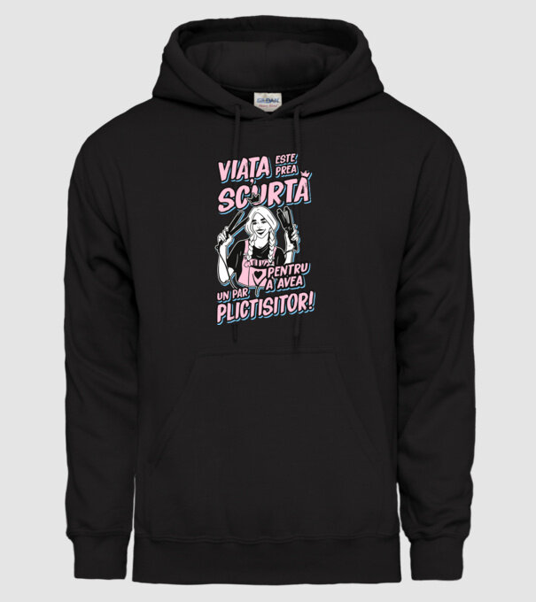 viata este prea scurta pentru a avea un par plictisitor model negru pe tricou