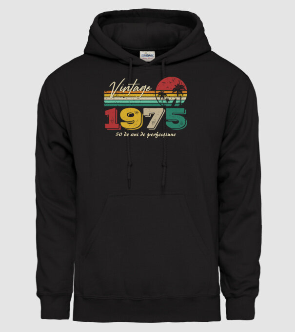 VINTAGE 1975 model negru pe tricou