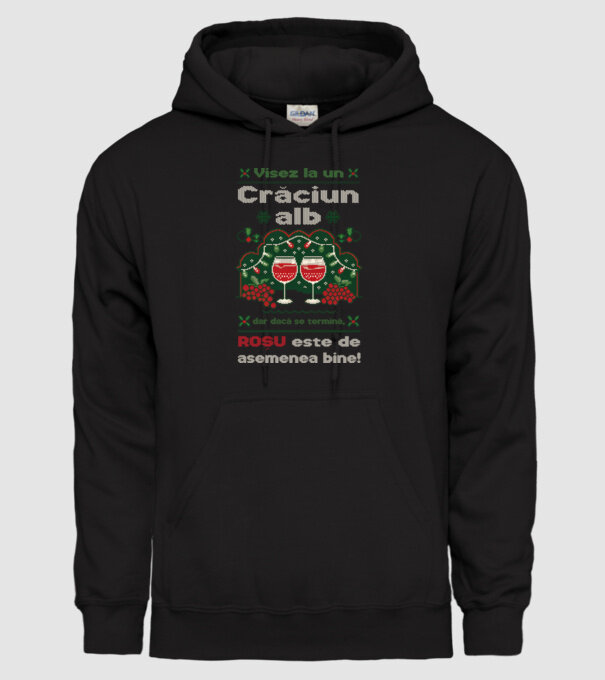 Visez la un Crăciun alb dar dacă se termină, Roșu este de asemenea bine! Negru model negru pe tricou