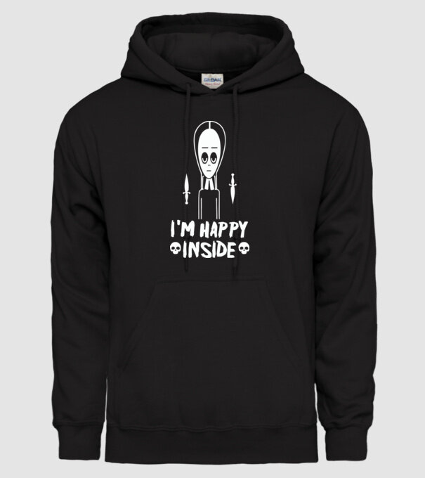WEDNESDAY Happy inside model negru pe tricou