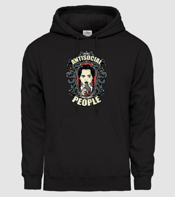 Wednesday - Im not antisocial model negru pe tricou