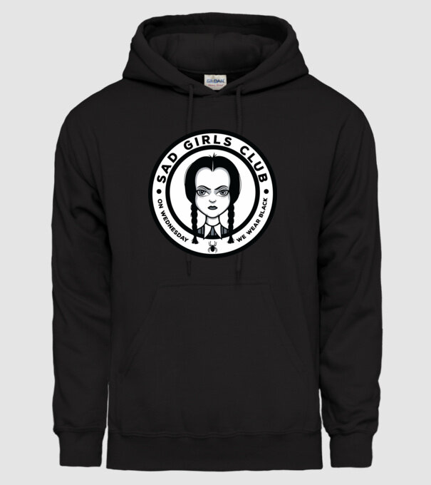 WEDNESDAY Sad Girls Club model negru pe tricou
