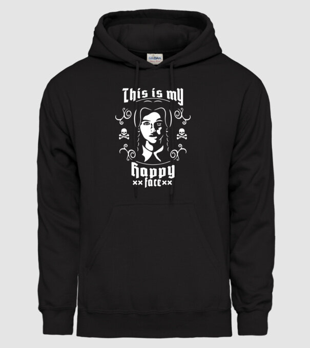 WEDNESDAY This is my happy face model negru pe tricou