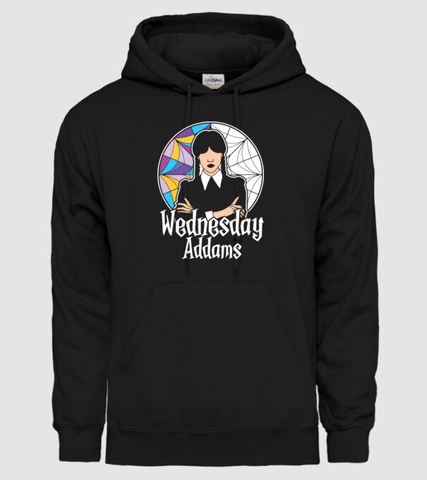 Wednesday Window colorful model negru pe tricou