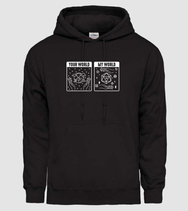 Your World My World model negru pe tricou