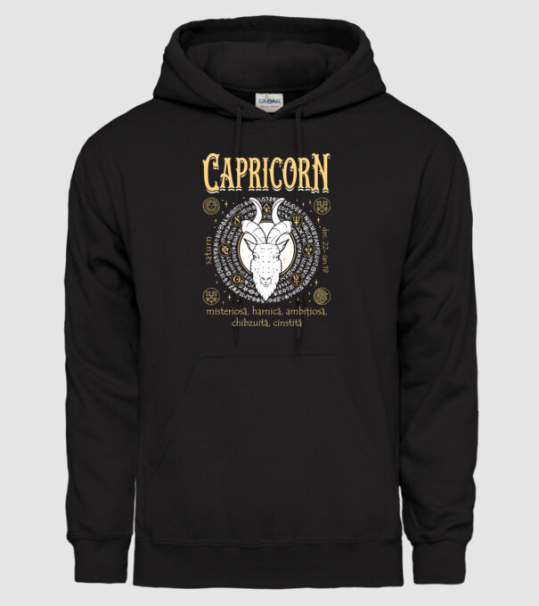 Zodiac femeie CAPRICORN golden model negru pe tricou