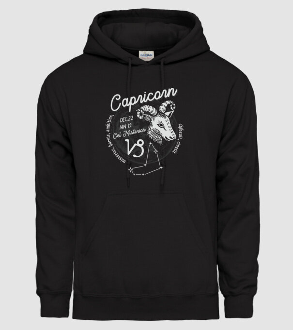 Zodiac bărbat CAPRICORN retro model negru pe tricou