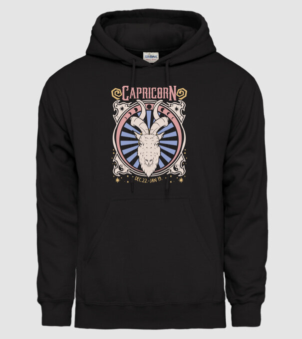 Zodiac Vintage CAPRICORN model negru pe tricou