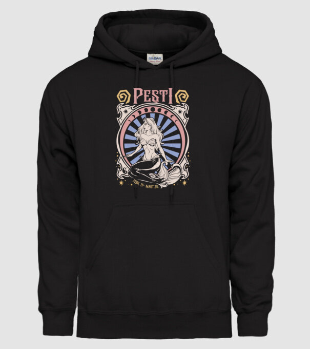 Zodiac Vintage PEȘTI model negru pe tricou