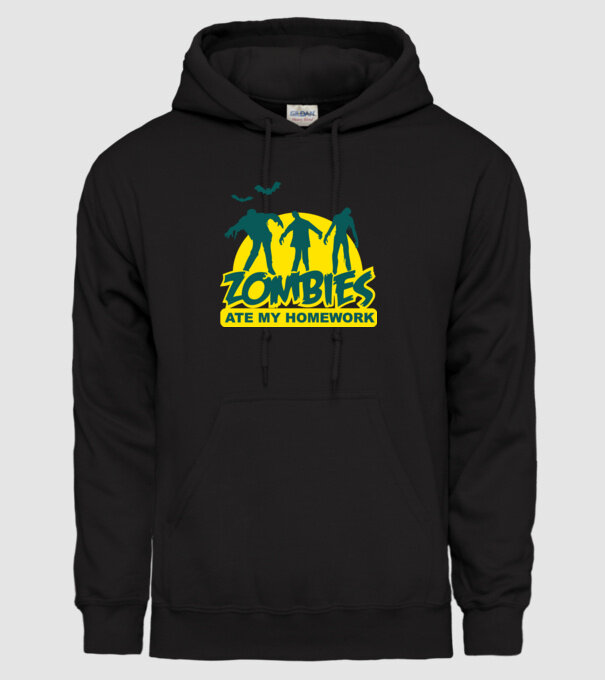 Zombies ate my homework model negru pe tricou