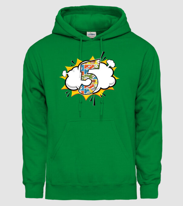 Birthday Comic Number 5 model verde pe tricou