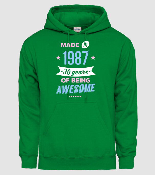 Made in - 1987 model verde pe tricou