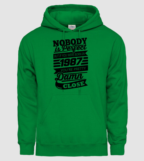 Nobody is perfect - Born in 1987 model verde pe tricou
