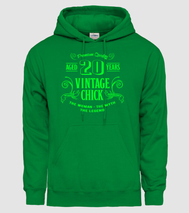 Vintage chick - 20 model verde pe tricou