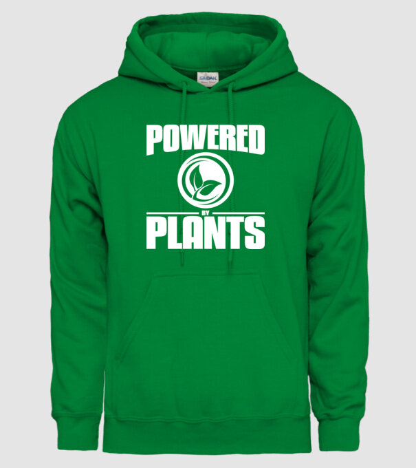 powered_by_plants model verde pe tricou