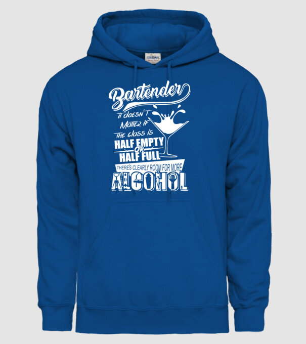 Half empty or half full model albastru regal pe tricou