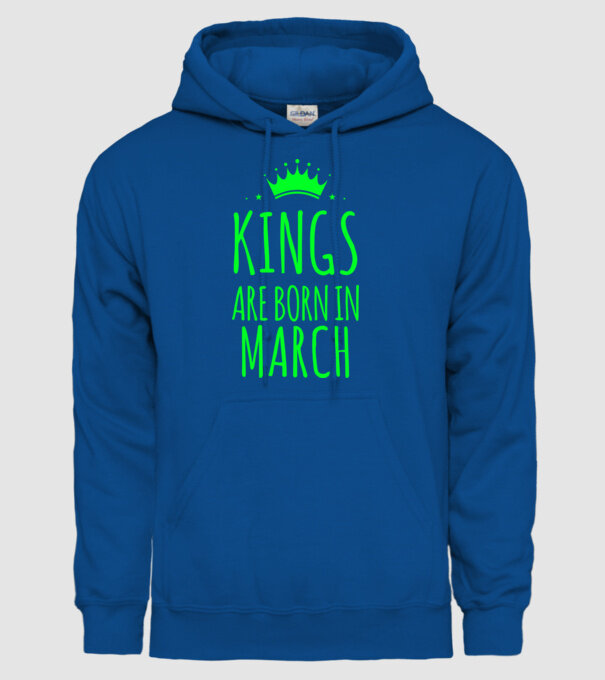 Kings are born in - March model albastru regal pe tricou