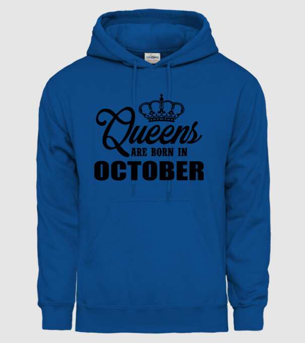 Queens are born in - October model albastru regal pe tricou