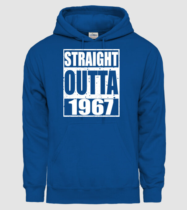 Straight Outta - 1977 model albastru regal pe tricou