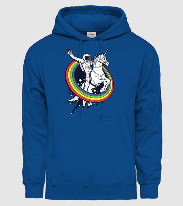 Unicorn Spaceman model albastru regal pe tricou