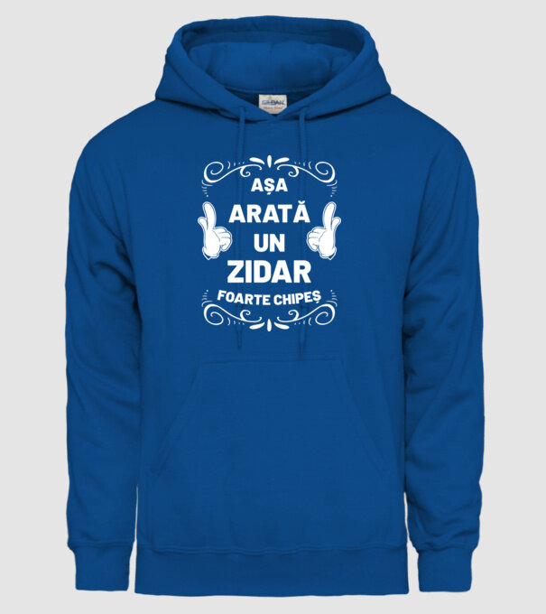 Așa arată un zidar foarte chipeș model albastru regal pe tricou
