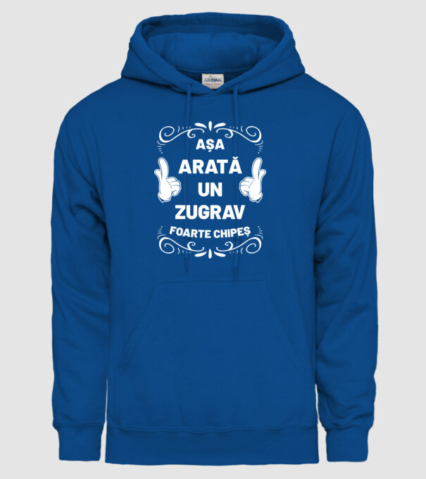 Așa arată un zugrav foarte chipeș model albastru regal pe tricou