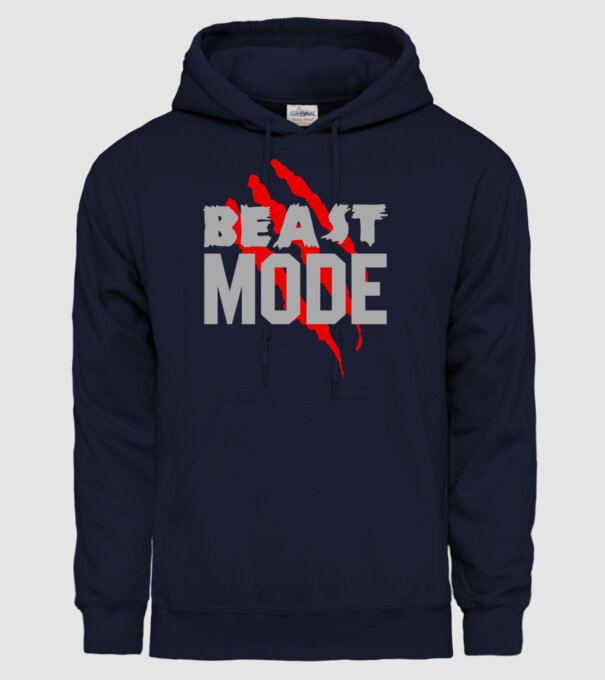 Beast mode model albastru închis pe tricou