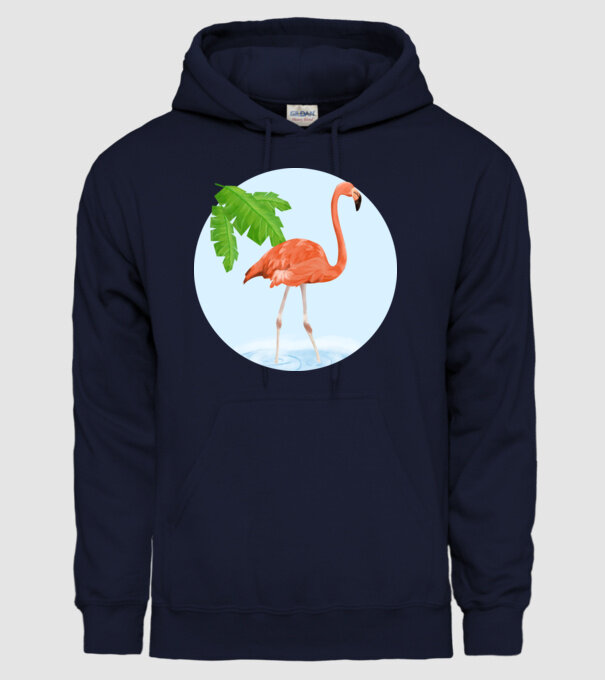 Flamingo model albastru închis pe tricou