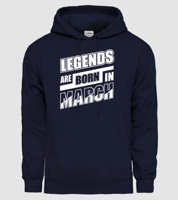 Legends are born in March model albastru închis pe tricou