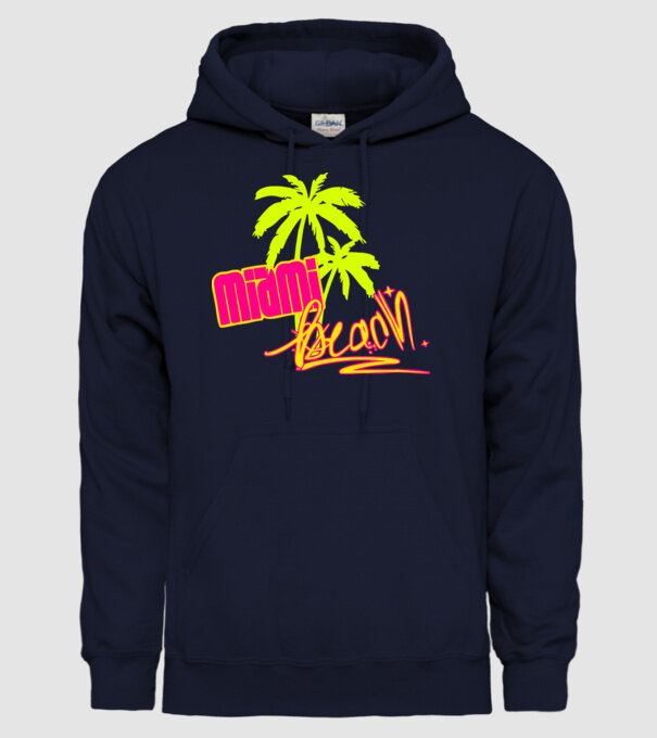 Miami beach model albastru închis pe tricou