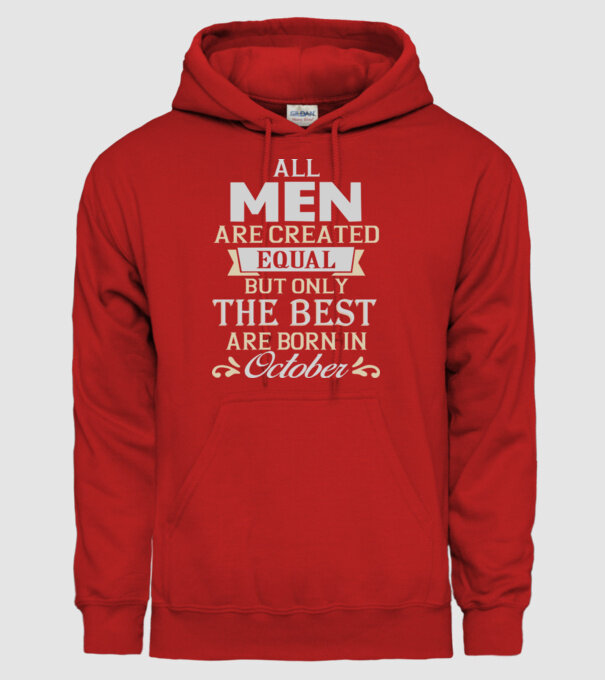 All men created equal but only the beat are born in october model roșu pe tricou