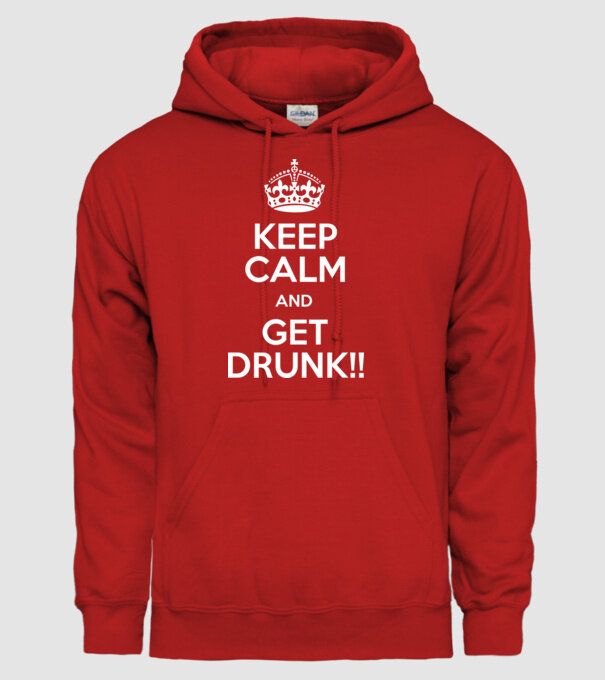 keep calm and get drunk model roșu pe tricou
