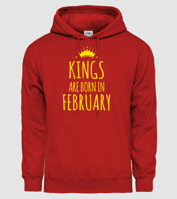 Kings are born in - February model roșu pe tricou