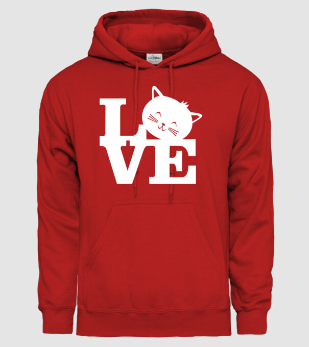 Love Pisică model roșu pe tricou