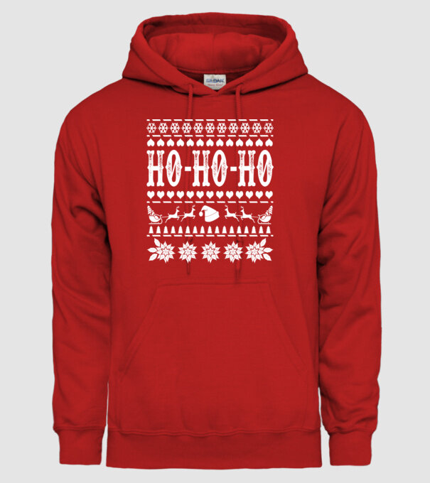 Ugly sweater hohoho model roșu pe tricou