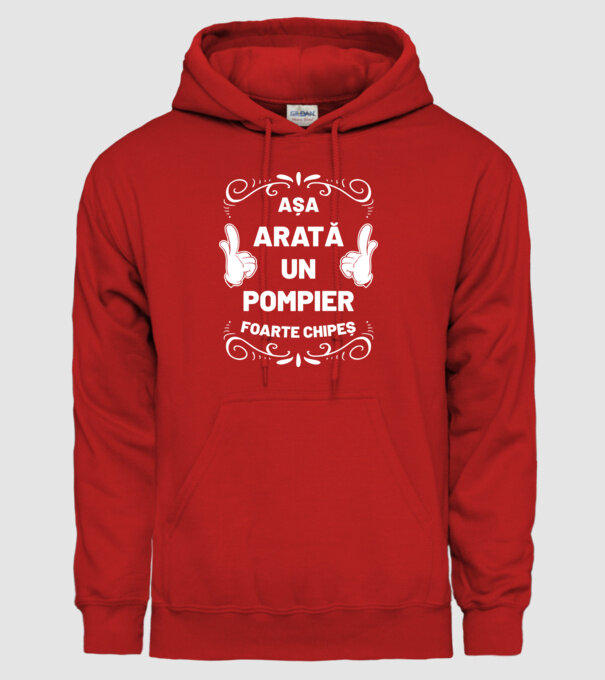 Așa arată un pompier foarte chipeș model roșu pe tricou