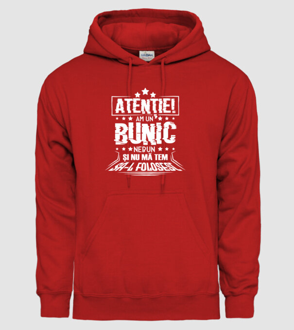 Atenție! Am un bunic nebun și nu mă tem să-l folosesc. model roșu pe tricou