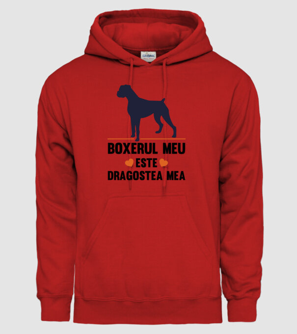 boxerul meu este dragostea mea model roșu pe tricou