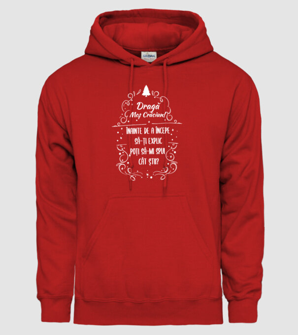 dragă Moș Crăciun! înainte de a începe să-ți explic, poți să-mi spui cât știi? model roșu pe tricou