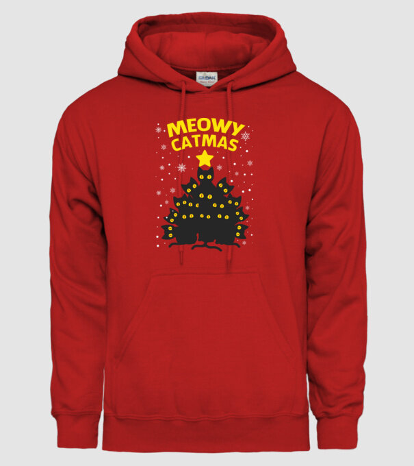Meowy catmas black model roșu pe tricou