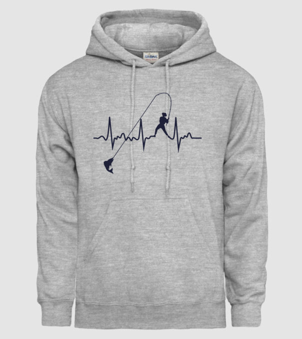 fishing heartbeat model gri pe tricou