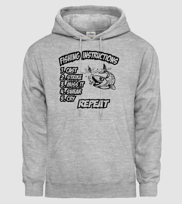 Fishing instructions model gri pe tricou