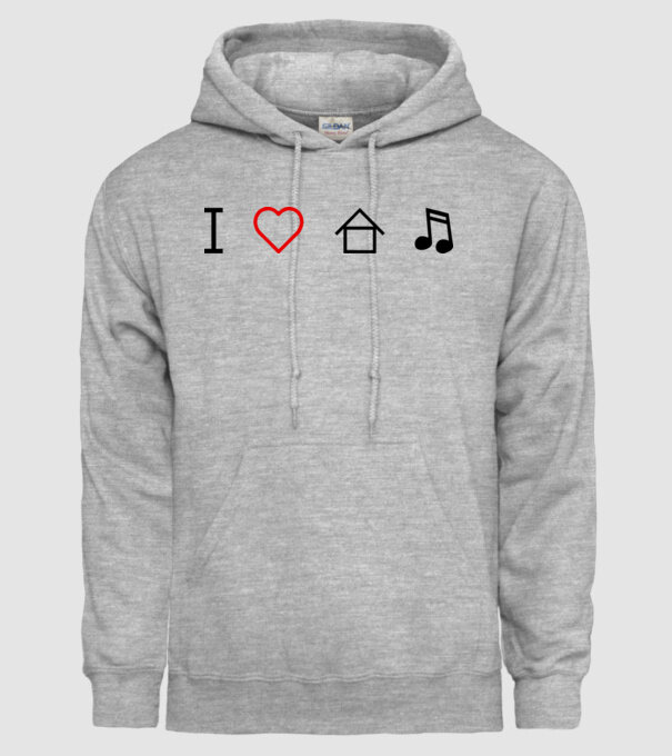 I love house music model gri pe tricou