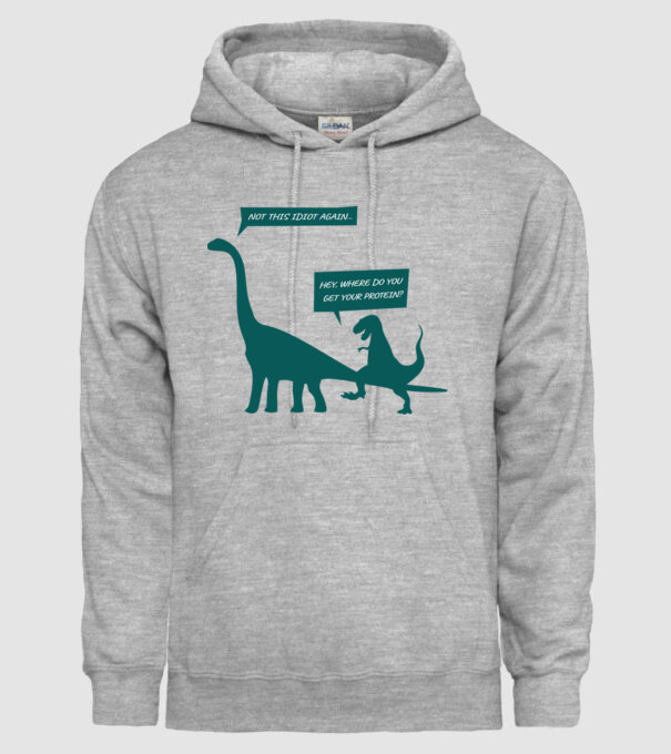 idiot dinosaur vegan model gri pe tricou