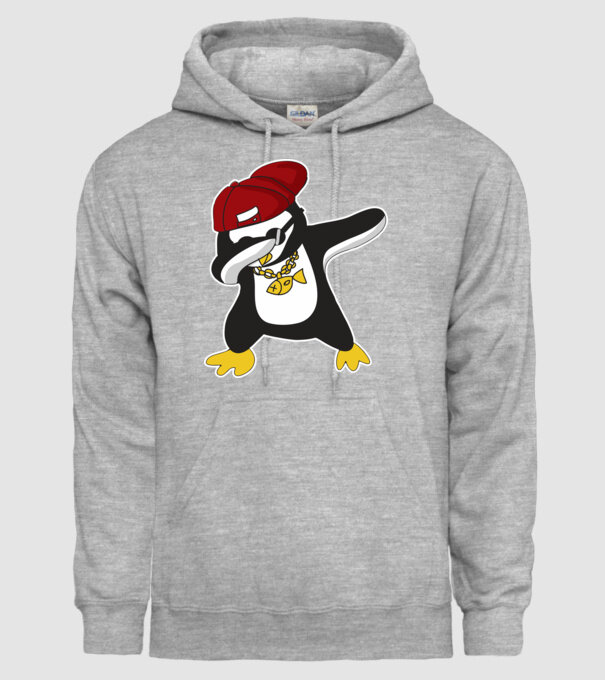 Pinguin DAB model gri pe tricou