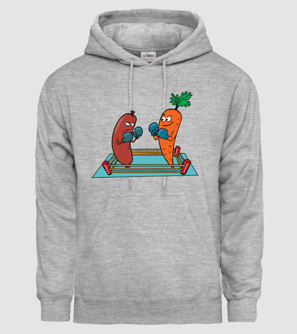 sausage vs carrot model gri pe tricou