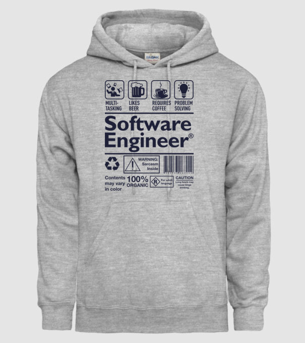 Software Engineer model gri pe tricou