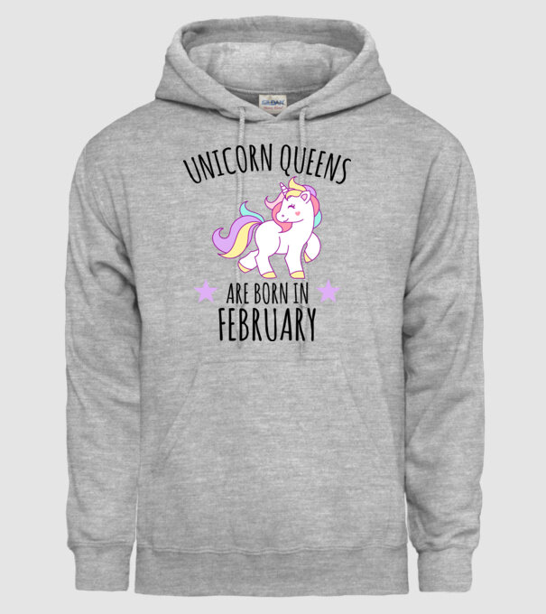 Unicorn queens are born in - February model gri pe tricou